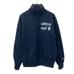 Champion ハーフジップ プリント スウェット トレーナー S ネイビー チャンピオン 両面プリント 古着卸 アメリカ仕入 a708-6084
