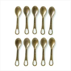T-229X アンティーク チャーム【スプーン】10個セット カン付き 食器 カトラリー ジッパー ストラップ ピアス イヤリング ハンドメイド アクセサリー パーツ