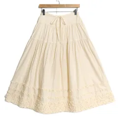 【美品】ピンクハウス★段々フリル♪ギャザースカート 綿ローン ベージュ系 ティアードデザイン♪ピコレース♪無地 z14654