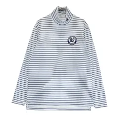 サイズ：M LE COQ GOLF ルコックゴルフ  ハイネック長袖Tシャツ ボーダー柄 ホワイト系 [240101417767] ゴルフウェア メンズ ストスト