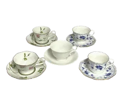 ▽ナルミボーンチャイナ　カップ&ソーサー5点セット　未使用　00048