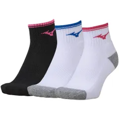 【在庫処分】[ミズノ] テニスウェア ショート丈ソックス 3足組 62JX2Z11 ブラック×ブルー×ピンク 23-25cm