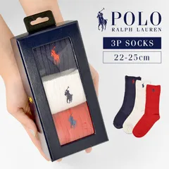 靴下 POLO RALPH LAUREN ポロラルフローレン ソックス レディース クルーソックス クルー丈 ジュニア 22 23 24 25cm 3P 三足組 小学生 中学生 高校生 通学 ワンポイント ブランド おし