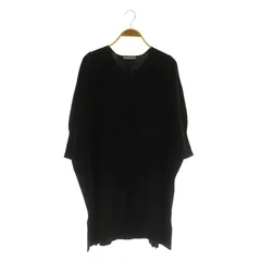 セオリーリュクス theory luxe 21SS リブニット セーター チュニック ドルマンスリーブ 七分袖 Vネック 38 ブラック /MY ■OS