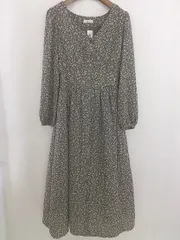 ◇ earth music&ecology 花柄 長袖 ロング ワンピース サイズF ブラウン オフホワイト レディース  【中古】 【1205310001214】