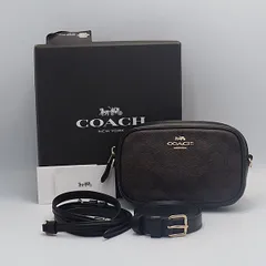 美品 箱付 コーチ バッグ 替えベルト付 G1880 F39657 シグネチャー柄 ミニショルダーバッグ/ウエストポーチ YUM 2000000 NSK
