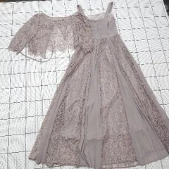 ◇ ⊂ アサクラ パーティー 結婚式 ノースリーブ ロング レースプリーツワンピース サイズS ベージュ系 レディース E  【1508250013522】