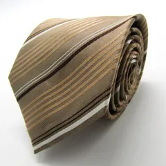 コムサメン ブランド ネクタイ ストライプ柄 シルク 日本製 PO メンズ ブラウン COMME CA MEN 【中古】