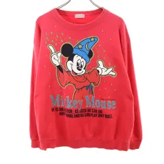 ミッキーファミリー 90s ミッキーマウス プリント 長袖 トレーナー レッド Mickey Family スウェット オールド ヴィンテージ メンズ 古着 【240217】