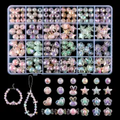 8種 ABカラー キラキラ 手芸ビーズ アクリルビーズ カラフル 柔らかい色 ビ