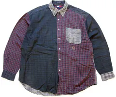 90s TOMMY HILFIGERトミーヒルフィガー クレイジーパターン チェック ボタンダウン コットンシャツ XL★オールド ロゴ オーバーサイズ