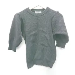 ◇ ⊇ SLY スライ パフスリーブ 五分袖 ニットカットソー サイズF ブラック レディース E  【1409100020403】