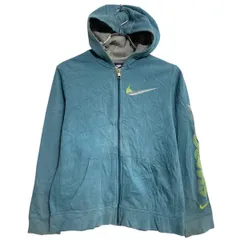 NIKE プリントスウェット パーカー キッズ L ブルーグレー ナイキ スポーツ ジップアップ ポケット 古着卸 アメリカ仕入 a612-6508