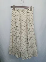 ◇ ⊂ UNITED ARROWS ドット 水玉柄 ロング丈 フレア スカート サイズ38 クリームベージュ レディース E  【1503040004452】