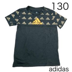 中古  adidas  アディダス  トップス  Tシャツ  130  ブラック 黒   キッズウェア  スポーツ  運動  習い事  夏服  半袖   GV1304 フォロー割　C291