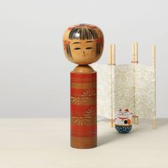 ヴィンテージ新型こけし、高梨節子（1939-）作、遠刈田系、高さ18.5cm | antique shingata kokeshi, by Setsuko Takanashi, 18.5cm in height