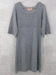 ◇ SunaUna スーナウーナ 袖フレア 七分袖 膝丈 ニット ワンピース サイズ38 グレー レディース  【1002800848959】