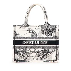 ディオール ゾディアック ブックトート スモール ホワイト ブラック キャンバス レディース Dior【1-0223035】