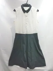 ◇ BALLSEY 切り返しデザイン コットン フロントボタン ノースリーブ ひざ丈 ワンピース サイズ38 ネイビー レディース E 1 【1304050048456】