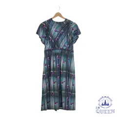 ☆美品☆ ワンピース Aライン おしゃれ 半袖 ロング レディース 総柄 901-1480 送料無料 古着