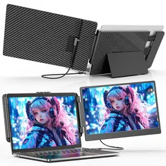 【在庫限り】Laptomo S1 デュアルモニター 14インチ IPS ポータブルモニターFHD 1080P デュアルスクリーンノートパソコンディスプレイ拡張 、に適用ノートパソコン13-17インチ USB-C/HDMIポート付き、対応 Windows/Mac