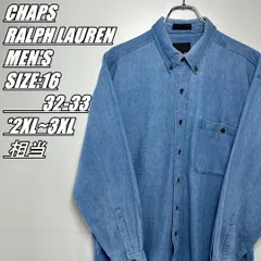 【US古着･90s】CHAPS RALPH LAUREN　チャップス ラルフローレン　デニムシャツ　メンズ　サイズ表記16 32-33　2XL~3XL相当　インディゴ