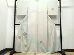 訪問着　スワトウ刺繍　風景模様　舟　八橋　遠山　流水　着物　103 d 訪問着 スワトウ刺繍 風景模様 舟 八橋 遠山 流水 着物 103 d