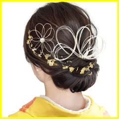 【在庫処分】結婚式 卒業式 和装 振袖 前撮り 袴 ヘアアクセサリー 着物 シルバー ゴールド 浴衣に ロープ 人気 ブライダル 組紐 銀箔 花嫁 金箔 水引 ヘッドパーツ 成人式 髪飾り J0026 [JZOON]