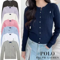 ポロ カーディガン ガールズ ラルフローレン ケーブル編み ニット カーディガン ネイビー