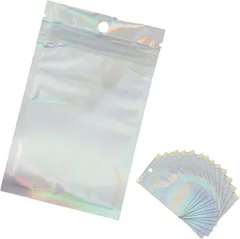 fogman 包装袋 チャック袋 アルミ 透明 銀 オーロラ ジッパー 変色防止 100枚セット 13 x 8 cm(透明,  13 x 8 cm)