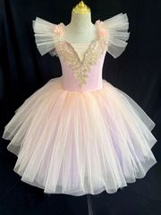 バレエダンス 子供ダンス衣装 130cm ピンク 演出バレエ バレエ ワンピース 子供バレエ 子供用舞台衣装 バレエ発表会 レオタード 女の子 可愛い ダンス服 ballet用品 新体操 ダンスウェア 練習着 演出用 dm109d4