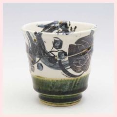 イッチン呉須筒描湯呑 骨董作家物 民藝 河井寛次郎? - メルカリ
