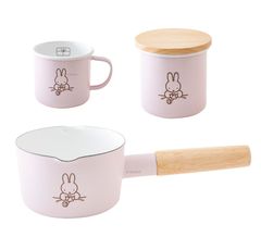 富士ホーロー ミッフィーミルクパン 12cm キャニスター 9cm マグカップ 8cm ピンク おくりもの 3セット