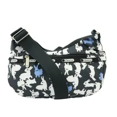 レスポートサック LesportSAC ショルダーバッグ ワンショルダー ナイロン うさぎ ラビット 総柄 黒 ブラック 白 ホワイト /KW
