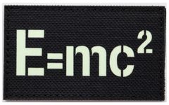 ワッペン E=mc2（アインシュタインの公式） 蓄光・発光素材 マジックテープ（ベルクロ）着脱式 ミリタリー サバゲー 刺繍パッチ