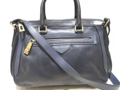 MARC BY MARC JACOBS マークバイマーク ジェイコブス 2WAY ハンドバッグ ☆ レザー ネイビー系 ショルダー ビジネス ゴールド金具 ▼7H