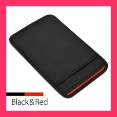 【スタッフおすすめ！】(ポケット付) iPad mini シリーズ用 JustFit スリーブケース (ブラック/レッド) Apple Pencil 充電ケーブルが収納出来る2つのポケット付 専用設計だからジャストフィット iPad min