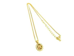 ■美品■ NINA RICCI ニナリッチ ロゴモチーフ ラインストーン ネックレス ペンダント アクセサリー レディース ゴールド系 DE6785