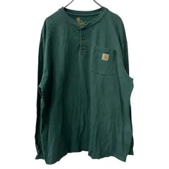 Carhartt 長袖 ロゴTシャツ XL グリーン カーハート コットン100% ロンT ヘンリーネック シンプル カットソー トップス 秋物 a709-6724