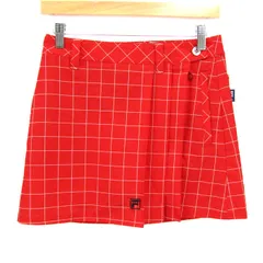 フィラゴルフ ミニスカート ボトムス スコート 格子柄 ゴルフウエア レディース Sサイズ レッド FILA GOLF 【中古】