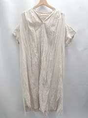 ◇ ⊂ niko and… ニコアンド シャツ 半袖 ロング丈 ワンピース サイズF ライトベージュ レディース E  【1503050019613】