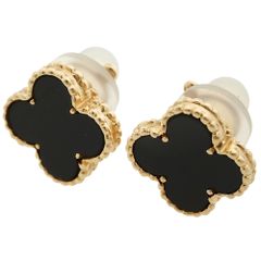 【本物保証】 超美品 ヴァンクリーフ＆アーペル VAN CLEEF & ARPELS 約7.6g ヴィンテージ アルハンブラ イヤリング K18YG オニキス