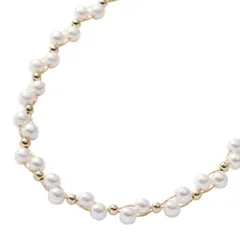 【ゴールド×ワンサイズ】[Cream dot. クリームドット公式] ネックレス レディース   ショート メタルボール パール ワイヤーチェーン 編み込み 大人 華やか 結婚式 お呼ばれ 二次会 卒園式 卒業式 入園式 入学式 卒入