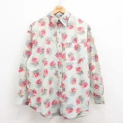 XL/古着 ラルフローレン ポロカントリー 長袖 ブランド シャツ メンズ 90s 花柄 コットン 薄緑他 グリーン spe 25jul30 中古 トップス