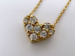 Ponte Vecchio ポンテヴェキオ PV ネックレス ハート ダイヤ 0.20ct K18 イエローゴールド 新品仕上げ