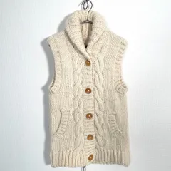 URBAN RESEARCH DOORS ペルー製 ショールカラー ハンドニットベスト ホワイト系 アーバンリサーチドアーズ