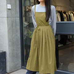 ☆ カーキ ☆ ロング丈 キッチン エプロン ポケット付き エプロン ロング ポケット エプロンドレス カフェエプロン ワークエプロン 保育士 介護士 前掛け 前掛 ロング丈 ポケット付き ワンピース風 シンプル 無地 かわいい 可愛い レディース メンズ