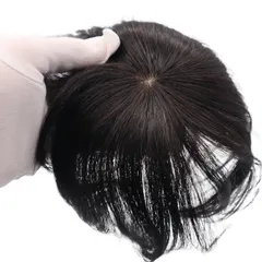 ヘアピース 部分ウィッグ 人毛 100% かつら 女性 ポイントピース トップピース ウイッグ つむじ 頭頂部 薄毛 脱毛 ショート (ナチュラルブラック, 15㎝) [ナチュラルブラック] [15㎝]