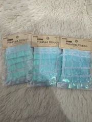 水色系ハンドメイド素材　リボン　フリル　ビーズ　詰め合わせ21点　セリア　推し活