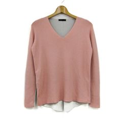 アイシービー 長袖カットソー Vネック バイカラー 前後 トップス レディース Sサイズ グレー系×ピンク iCB 【中古】